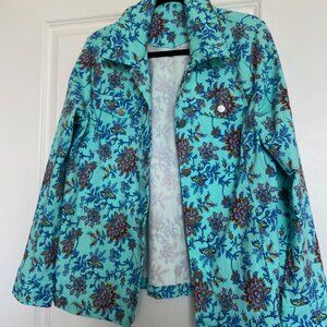 Guillaume Poupart Blue Paisley Stretch Printed Jean Style Jacket Size XL